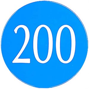 Blue In-ground Yardage Marker with one Distance, 200 yards