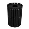Black 55 Gallon Round Slatted Trash Can Enclosure for Golf Course