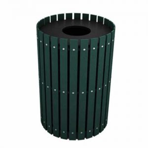 Green 55 Gallon Round Slatted Trash Can Enclosure for Golf Course